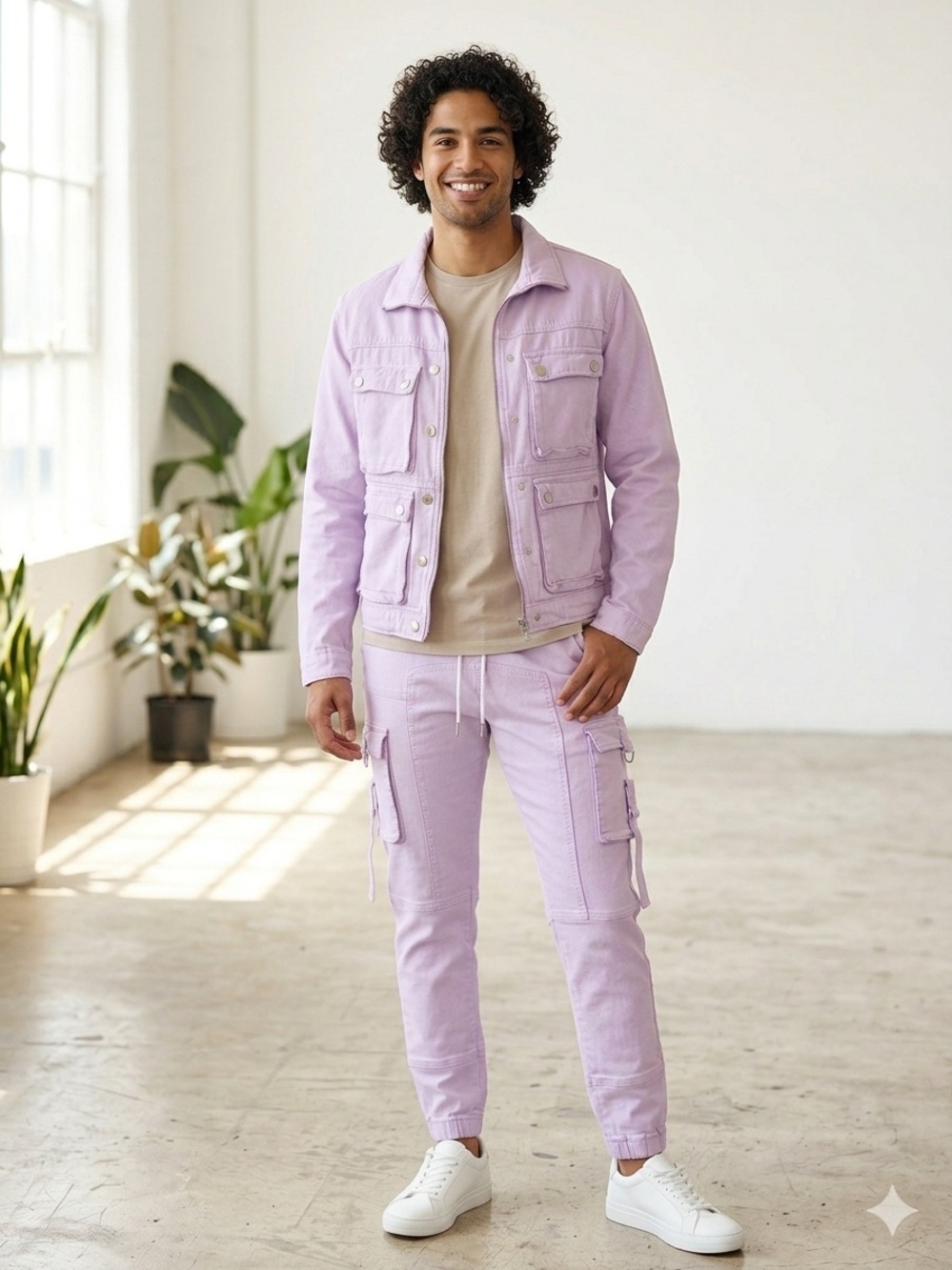 Lavender two-piece Utility Set - Rock N Rebellious Denimwear